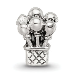 Sterling Silver 925 Kids Balloon Bead with Antiqued Finish