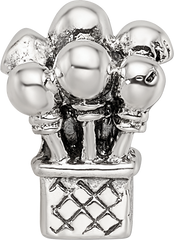 Sterling Silver 925 Kids Balloon Bead with Antiqued Finish