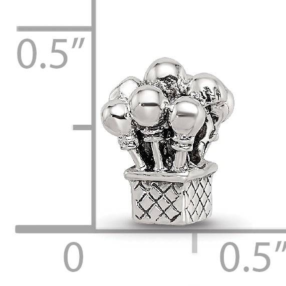 Sterling Silver 925 Kids Balloon Bead with Antiqued Finish