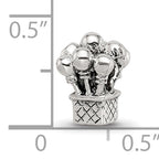 Sterling Silver 925 Kids Balloon Bead with Antiqued Finish