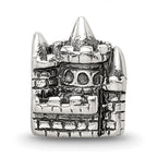 Sterling Silver 925 Kids Castle Bead with Antiqued Finish  Solid, Casted Design