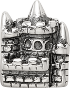 Sterling Silver 925 Kids Castle Bead with Antiqued Finish  Solid, Casted Design