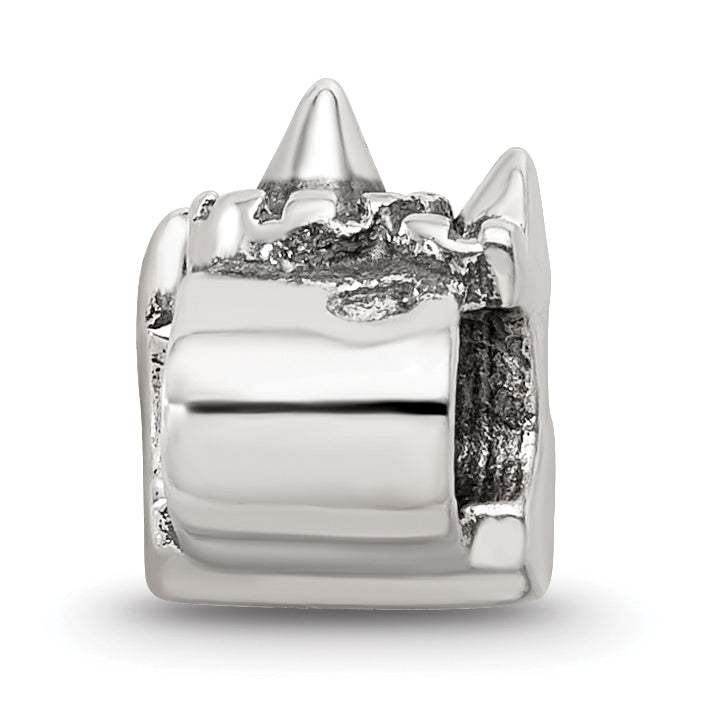 Sterling Silver 925 Kids Castle Bead with Antiqued Finish  Solid, Casted Design