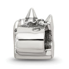 Sterling Silver 925 Kids Castle Bead with Antiqued Finish  Solid, Casted Design
