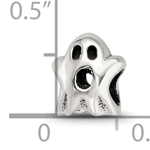 Sterling Silver 925 Kids Ghost Bead with Antiqued Finish Solid Design