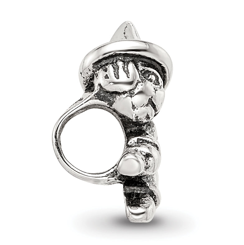 Sterling Silver 925 Kids Witch Bead with Antiqued Finish Solid Design Secondary image