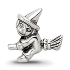 Sterling Silver 925 Kids Witch Bead with Antiqued Finish Solid Design