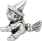 Sterling Silver 925 Kids Witch Bead with Antiqued Finish Solid Design
