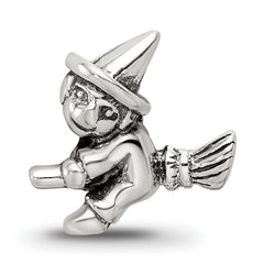 Sterling Silver 925 Kids Witch Bead with Antiqued Finish Solid Design