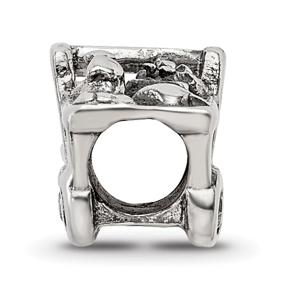 Sterling Silver 925 Kids Shopping Cart Bead with Antiqued Finish Solid Cast Design Secondary image