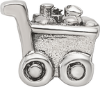 Sterling Silver 925 Kids Shopping Cart Bead with Antiqued Finish Solid Cast Design