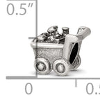 Sterling Silver 925 Kids Shopping Cart Bead with Antiqued Finish Solid Cast Design