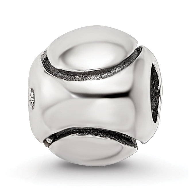 Sterling Silver 925 Antiqued Kids Tennis Ball Bead Solid Design