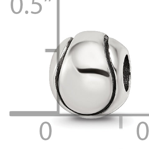Sterling Silver 925 Antiqued Kids Tennis Ball Bead Solid Design