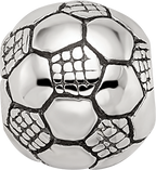 Sterling Silver 925 Kids Soccer Ball Bead with Antiqued Finish