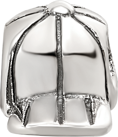 Sterling Silver 925 Kids Baseball Cap Bead with Antiqued Finish Solid Design