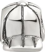 Sterling Silver 925 Kids Baseball Cap Bead with Antiqued Finish Solid Design