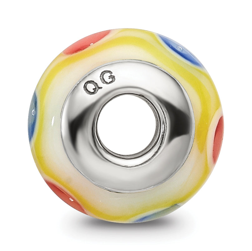 Sterling Silver Kids Yellow Hand-Blown Glass Bead with Polished Finish Secondary image