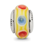 Sterling Silver Kids Yellow Hand-Blown Glass Bead with Polished Finish