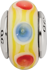Sterling Silver Reflections Kids Yellow Hand-blown Glass Bead