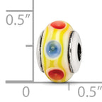 Sterling Silver Kids Yellow Hand-Blown Glass Bead with Polished Finish