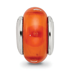 Kids Collection Sterling Silver Hand-blown Orange Glass Reflections Bead
