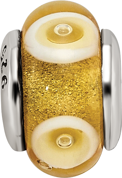 Sterling Silver Reflections Kids Yellow Hand-blown Glass Bead