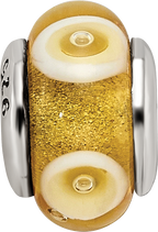 Sterling Silver Reflections Kids Yellow Hand-blown Glass Bead