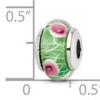 Sterling Silver 925 Kids Green Hand-Blown Glass Bead Polished Finish
