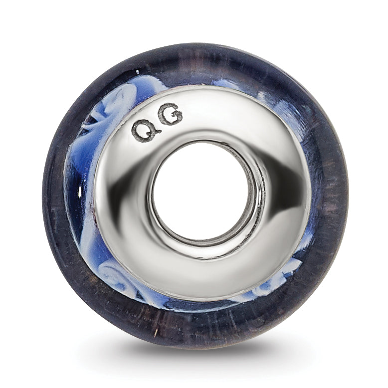 Sterling Silver Blue Glass Wave Bead for Kids with Polished Finish Secondary image