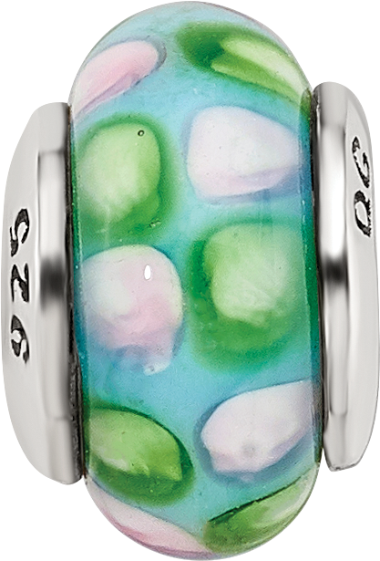 Sterling Silver Reflections Kids Blue Hand-blown Glass Bead