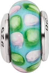 Sterling Silver Reflections Kids Blue Hand-blown Glass Bead