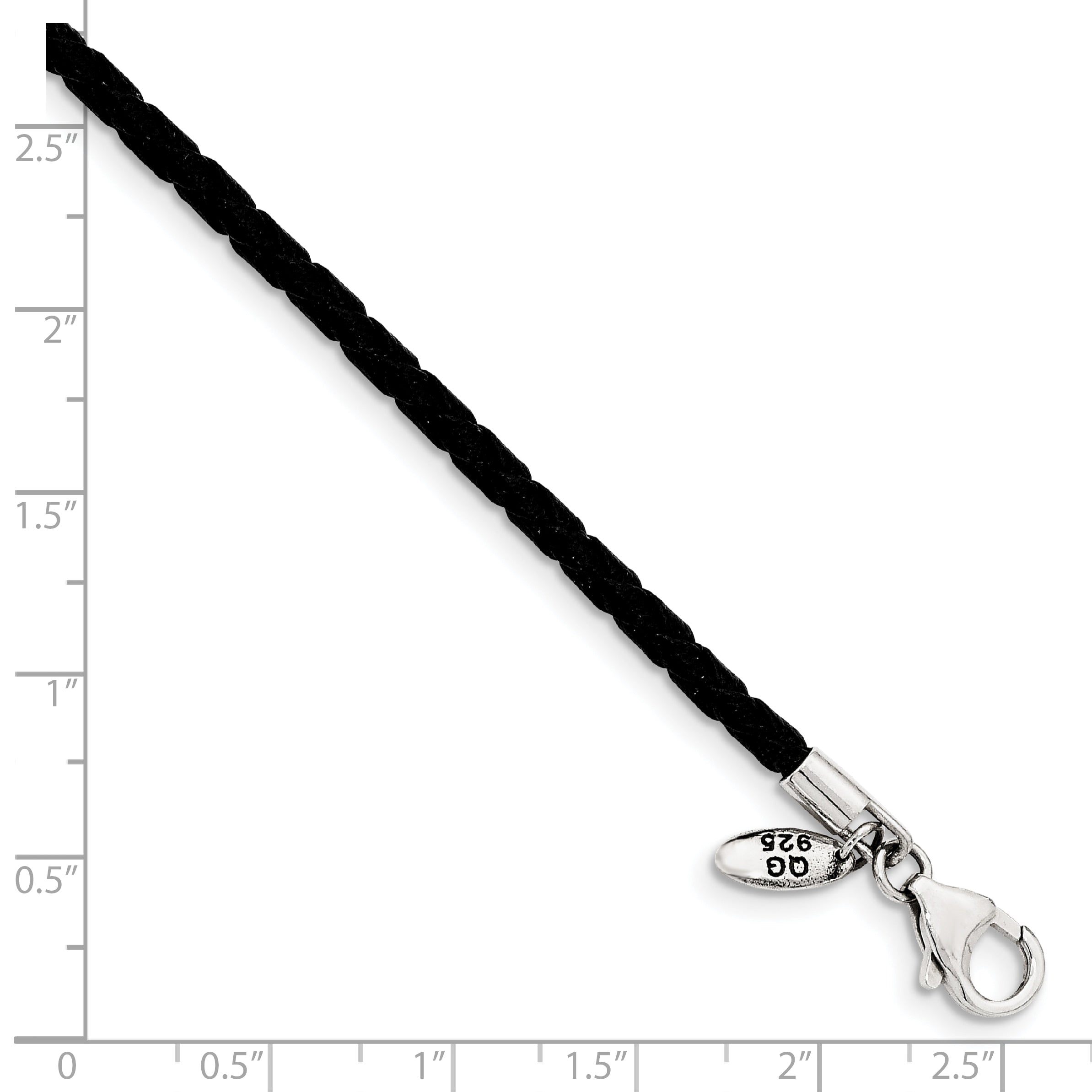 Sterling Silver Reflections Black Leather Bead Necklace Secondary image
