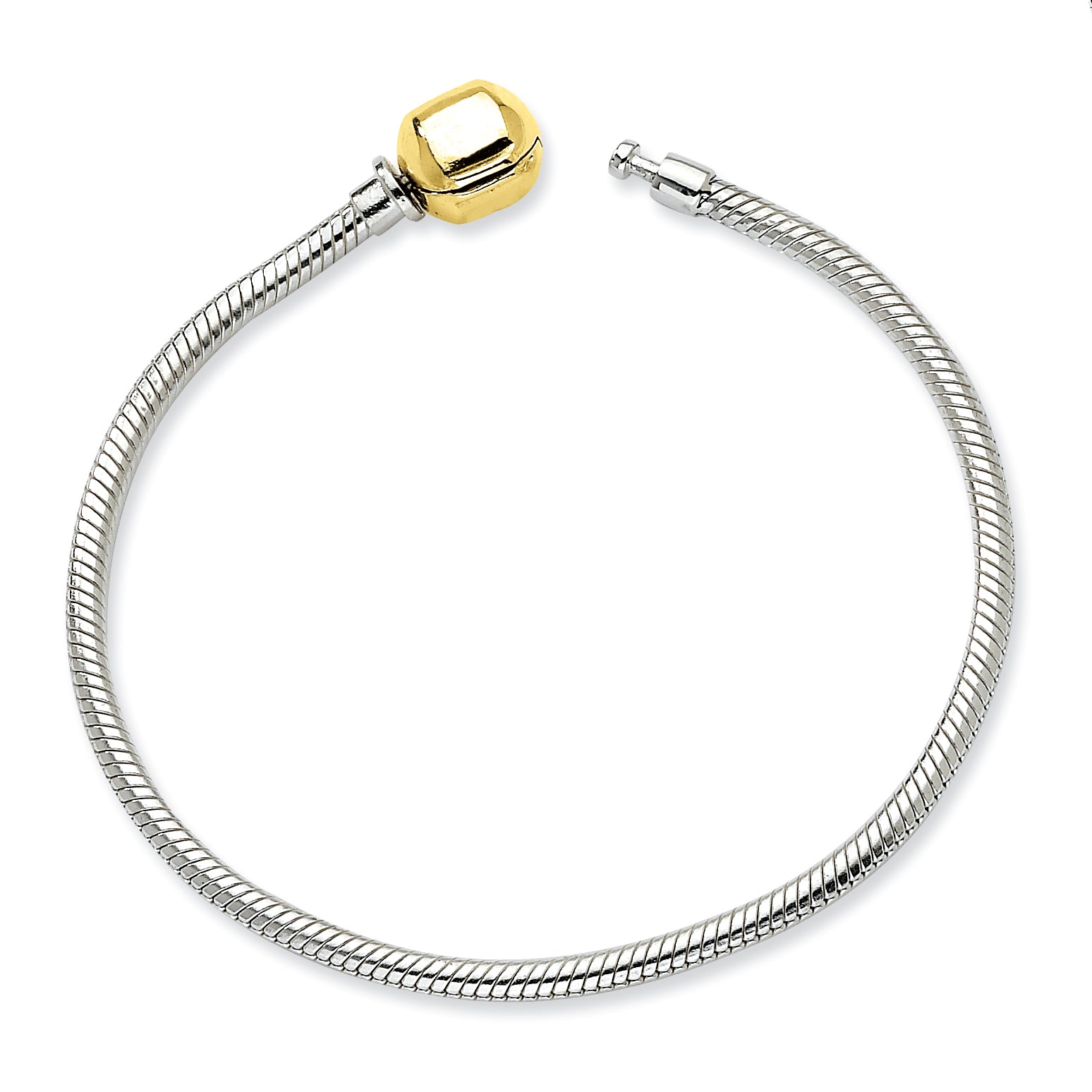 SS & 14k Reflections Clasp Bead Bracelet