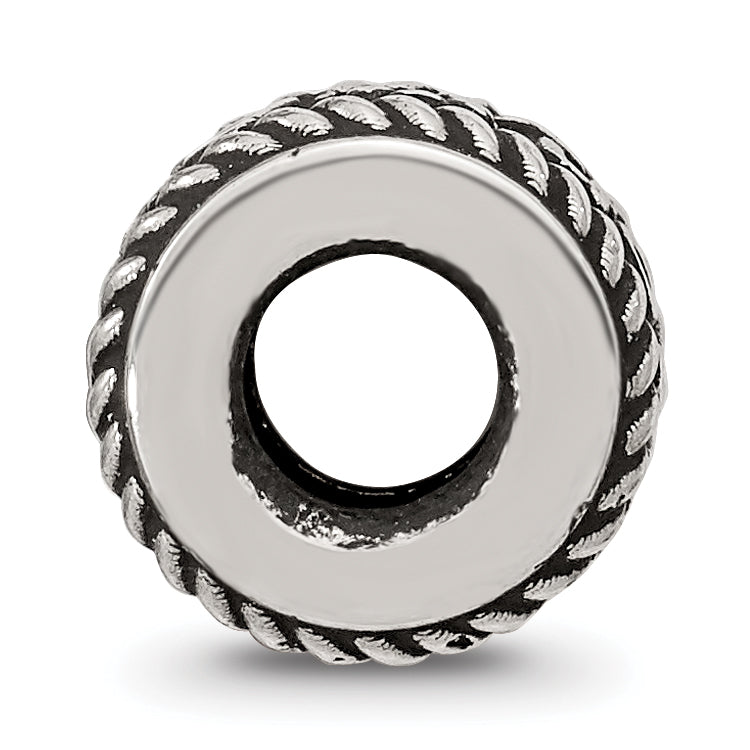 Sterling Silver Reflection Rope Boarder and Flowers Personalized Bead