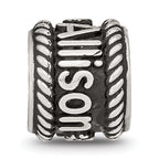 Sterling Silver Reflection Rope Boarder and Flowers Personalized Bead