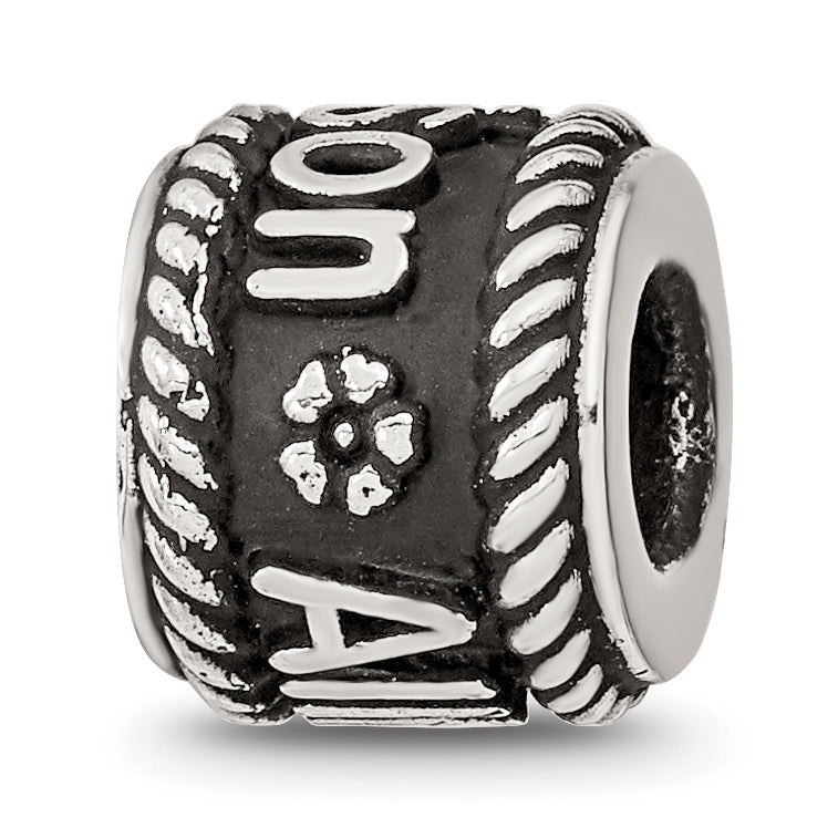 Sterling Silver Reflection Rope Boarder and Flowers Personalized Bead