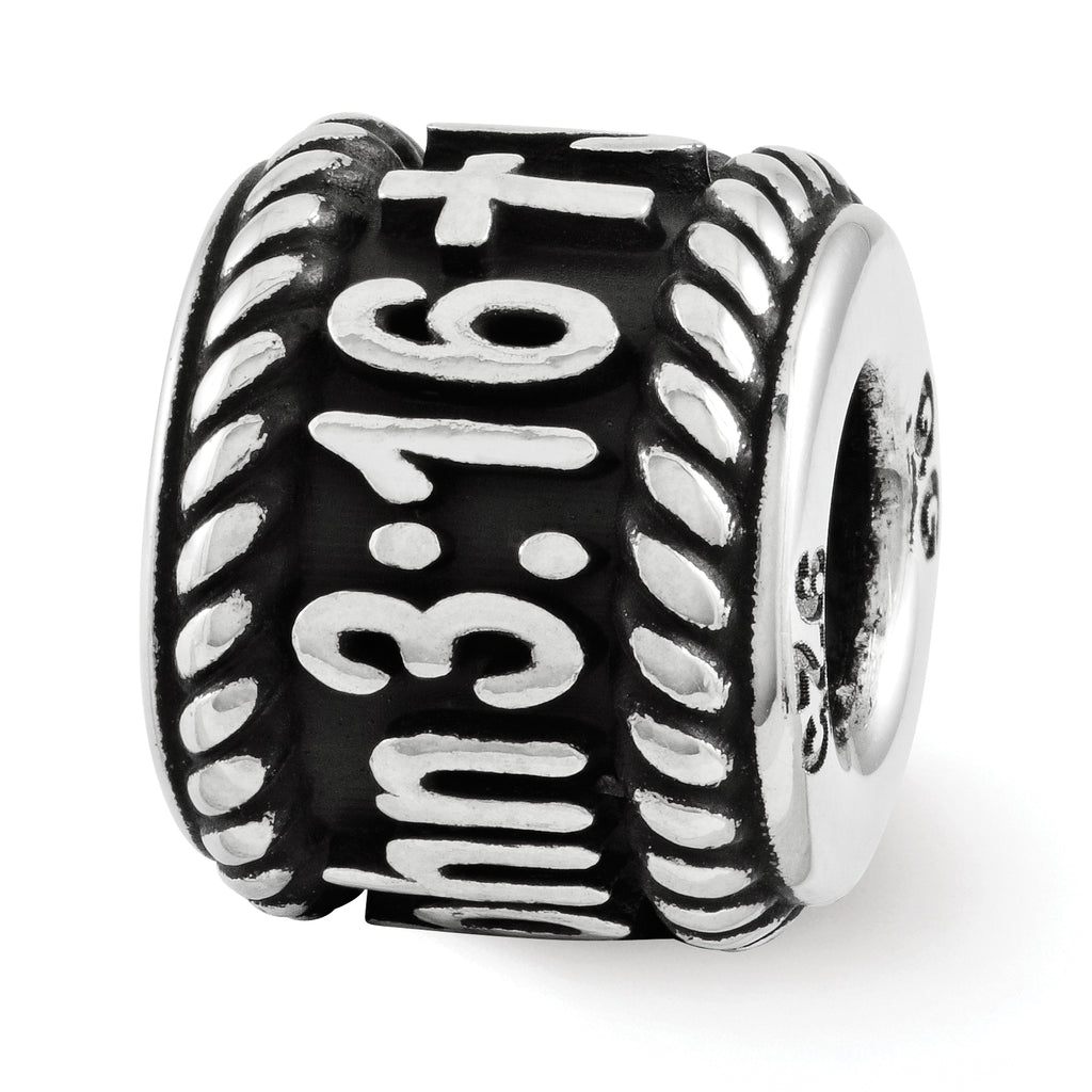 Sterling Silver Reflection Rope Boarder and Cross Personalized Bead
