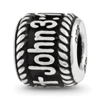 Sterling Silver Reflection Rope Boarder and Cross Personalized Bead