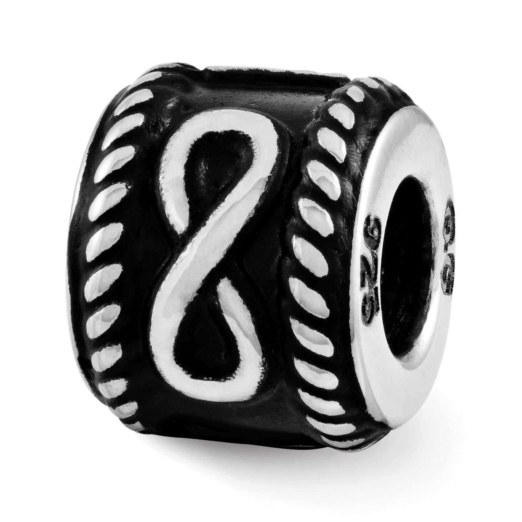 Sterling Silver Reflection Rope Boarder and Infinity Personalized Bead