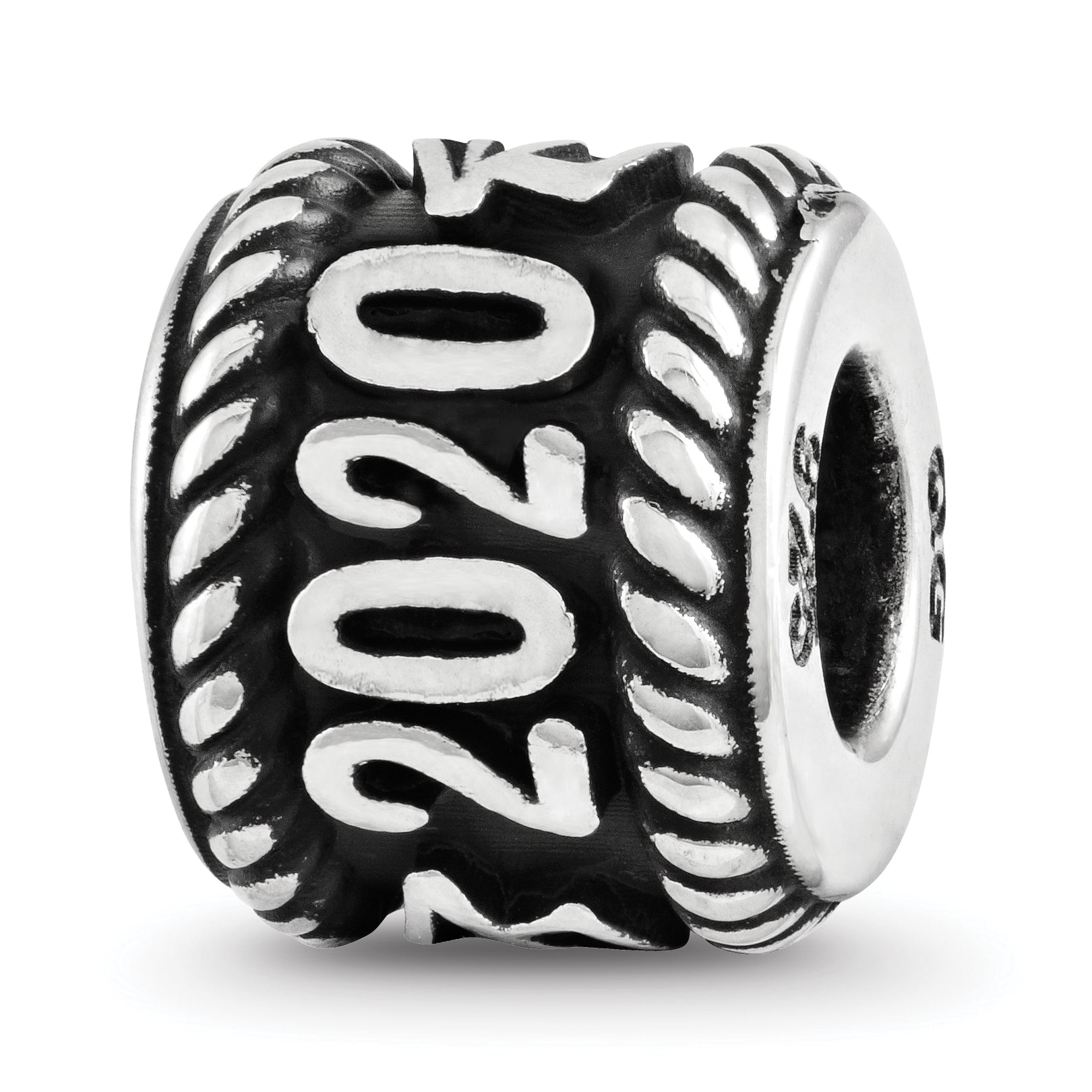 Sterling Silver Reflection Rope Boarder and Grad Cap Personalized Bead Main image