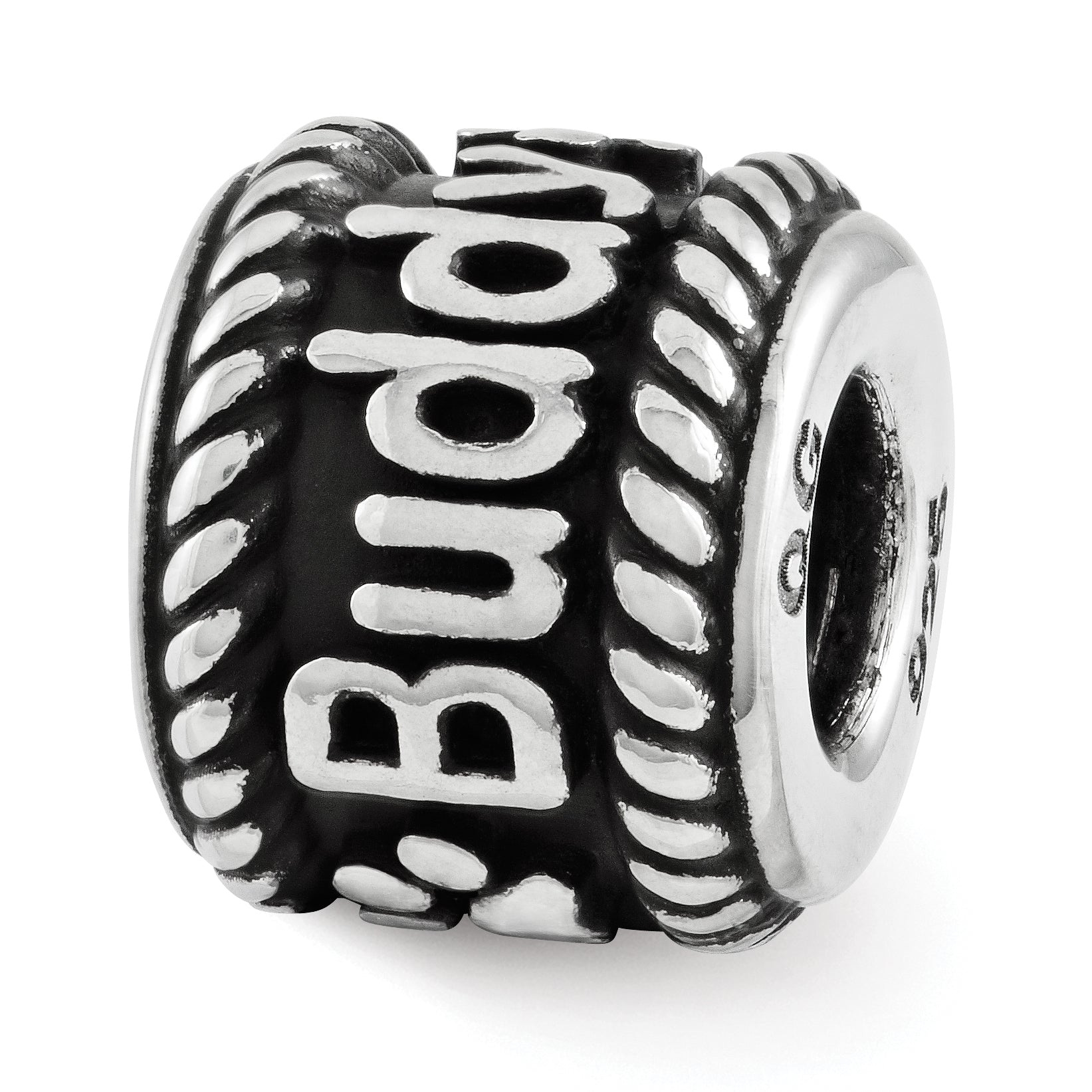 Sterling Silver Reflection Rope Boarder and Paw Print Personalized Bead Secondary image