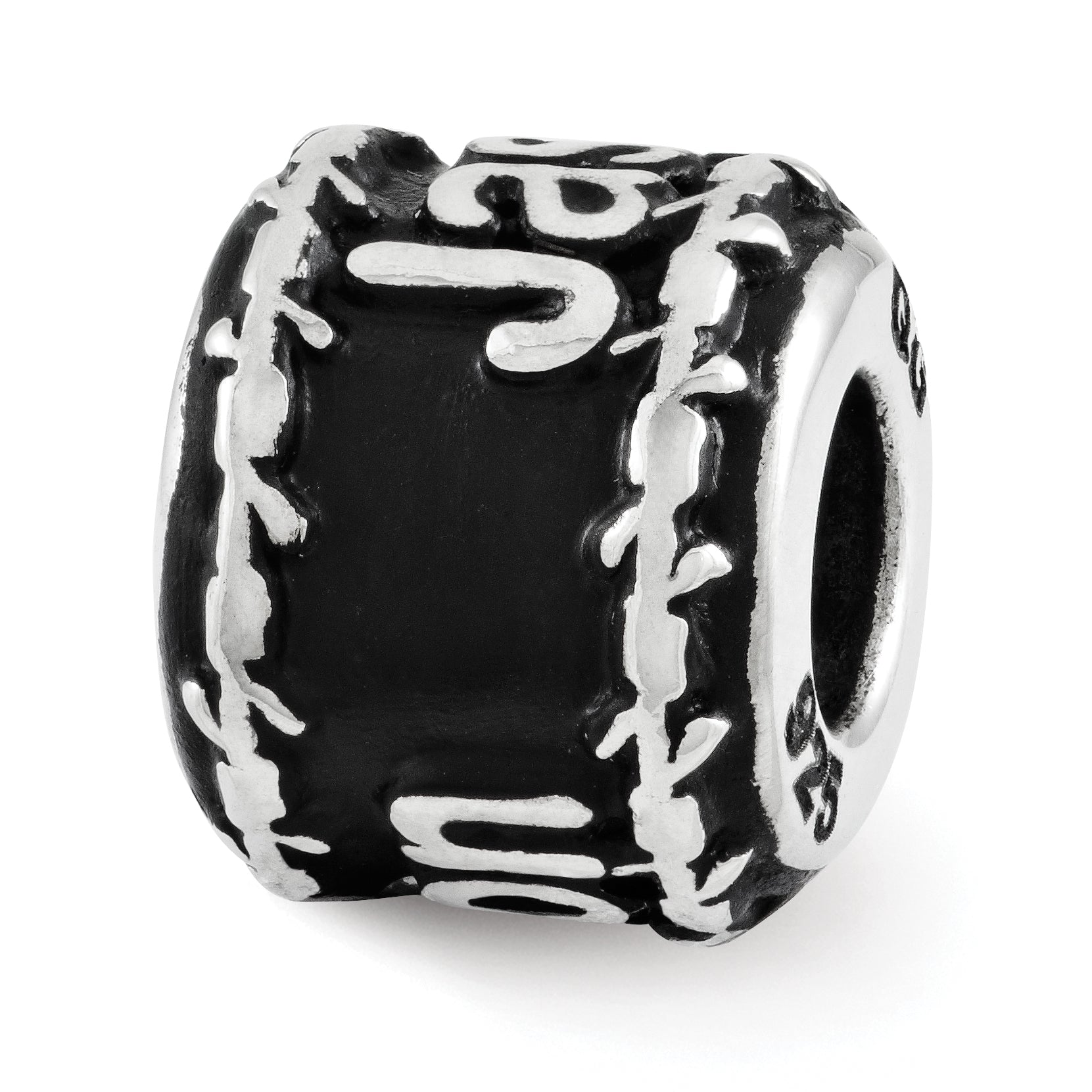 Sterling Silver Reflection Barbed Wire Boarder Personalized Bead Secondary image