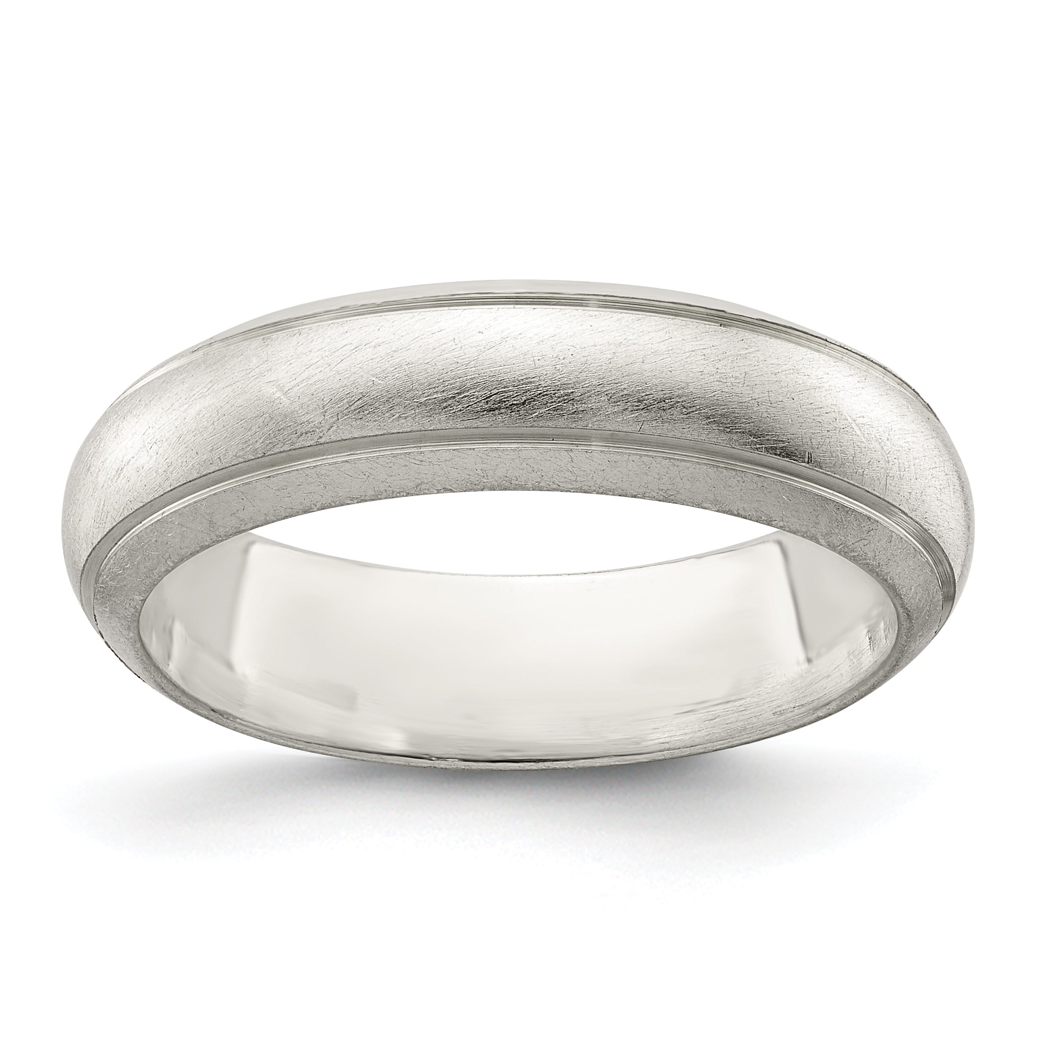 Sterling Silver 5mm Satin Half Round with Edge Lines Size 12 Band Main image