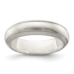 Sterling Silver 5mm Satin Half Round with Edge Lines Size 12 Band