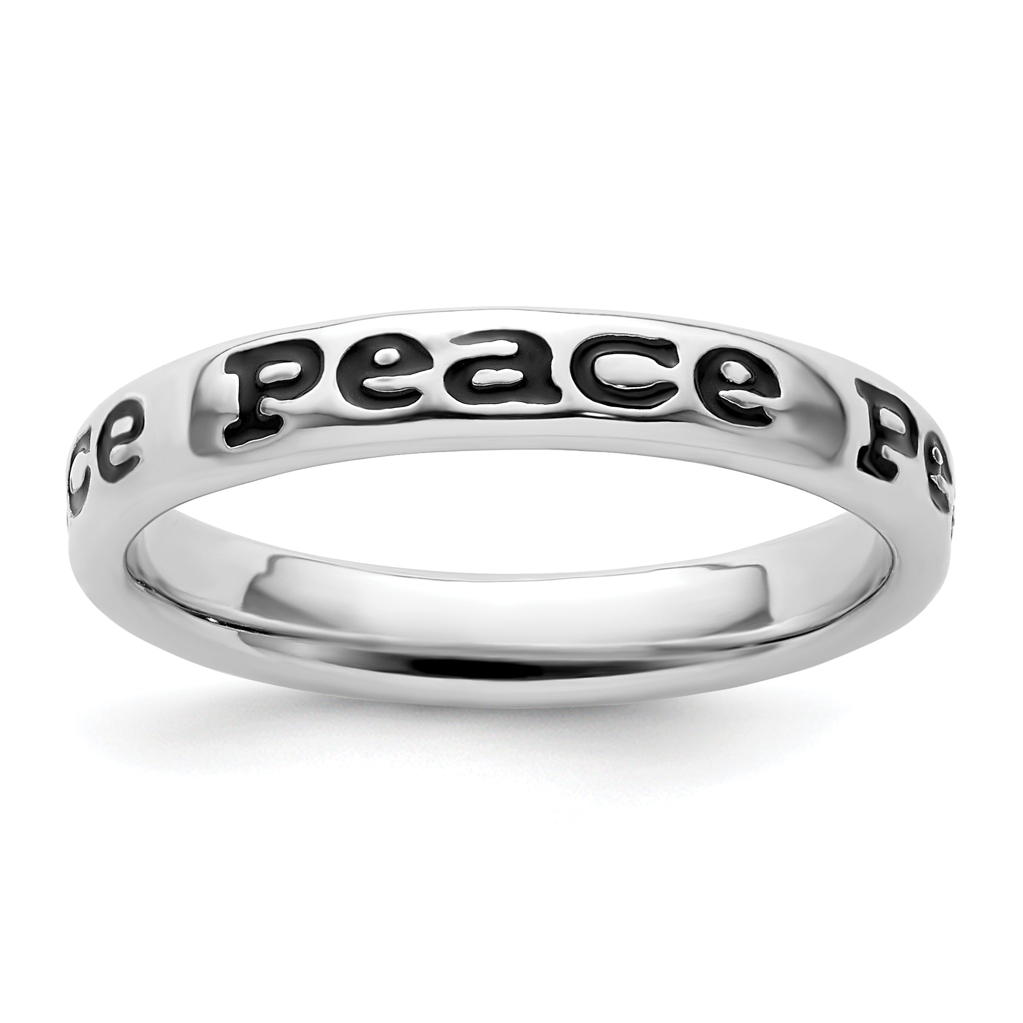 Sterling Silver Stackable Expressions Polished Enameled Peace Ring Main image