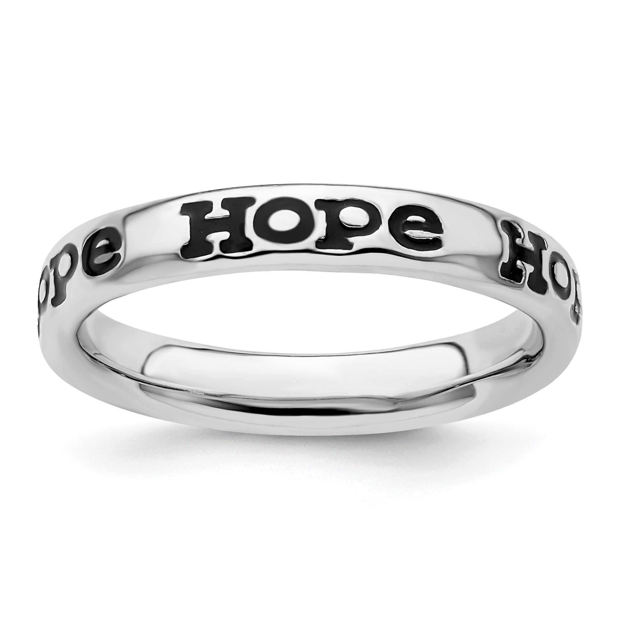 Sterling Silver Stackable Expressions Polished Enameled Hope Ring Main image
