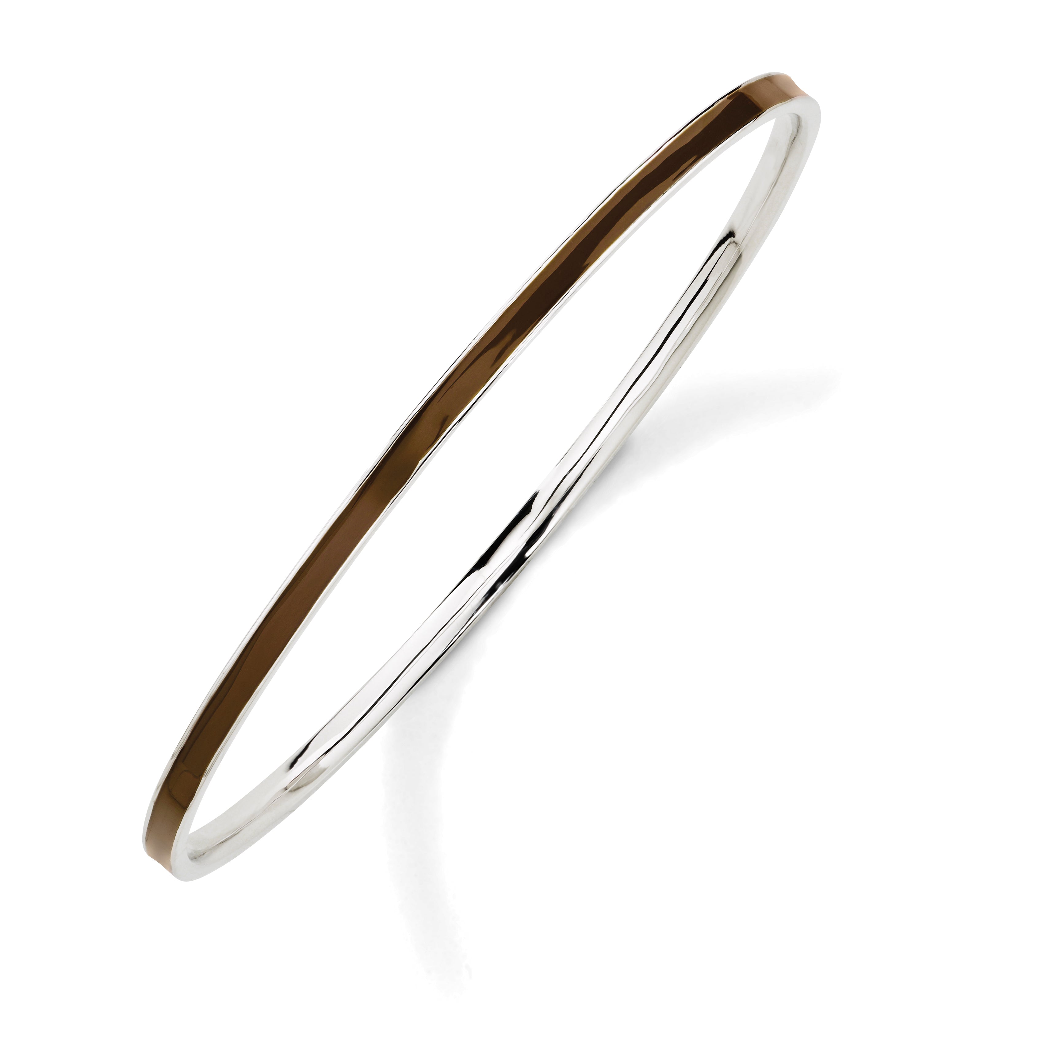 Sterling Silver Stackable Expressions Brown Slip-On Enamel Bangle Main image