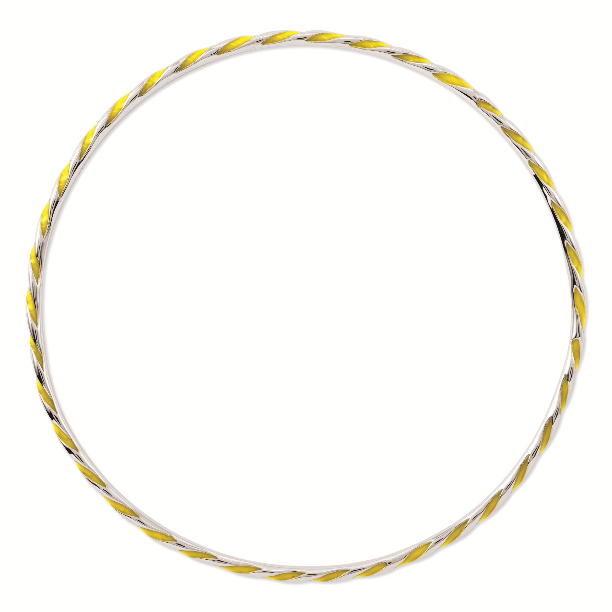 Sterling Silver 925 Stackable Yellow Enamel Bangle with Polished Finish Secondary image