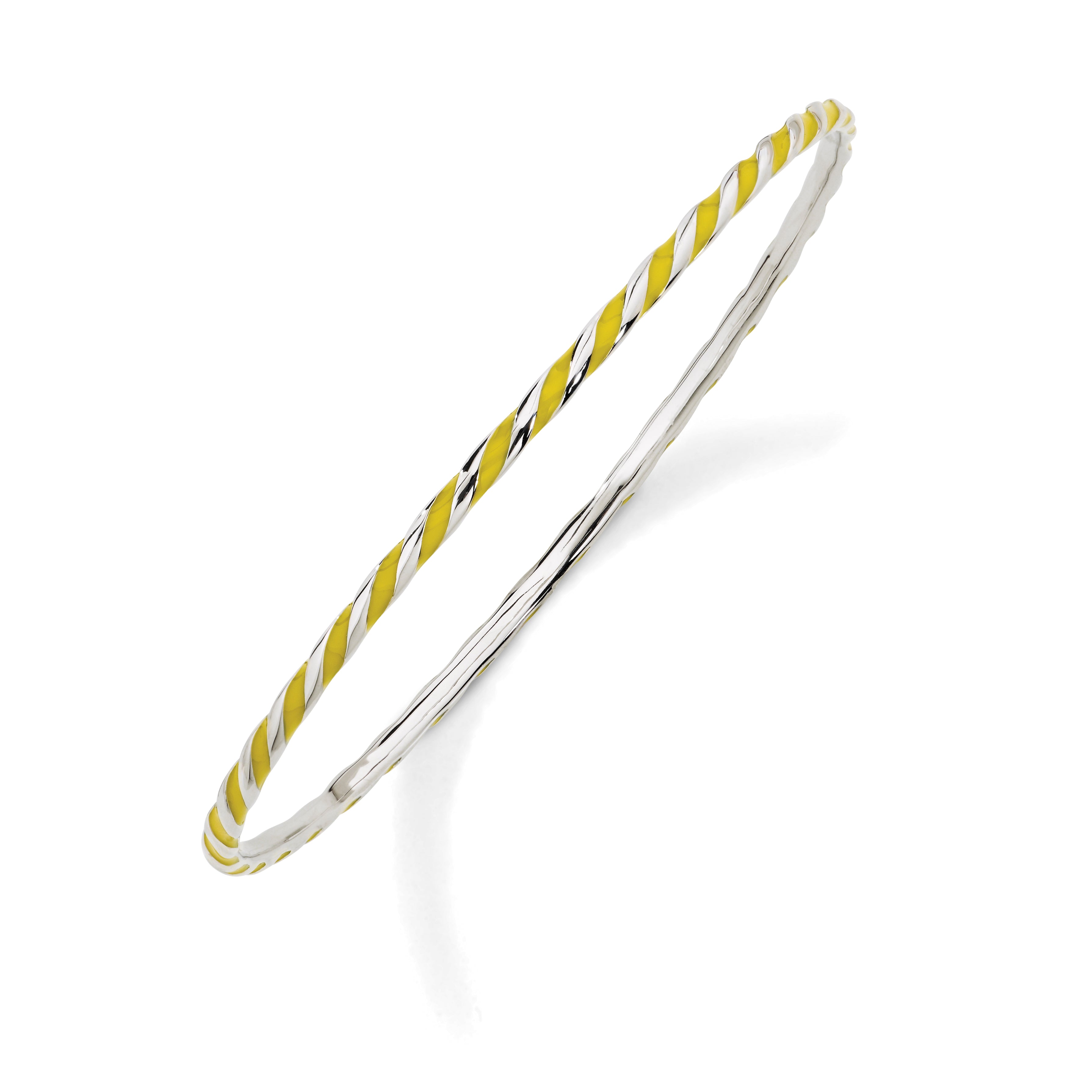 Sterling Silver Stackable Expressions Twisted Yellow Enamel Bangle Main image
